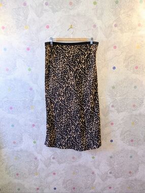 Leopard Print Bias-cut Midi Skirt - Brown/Black